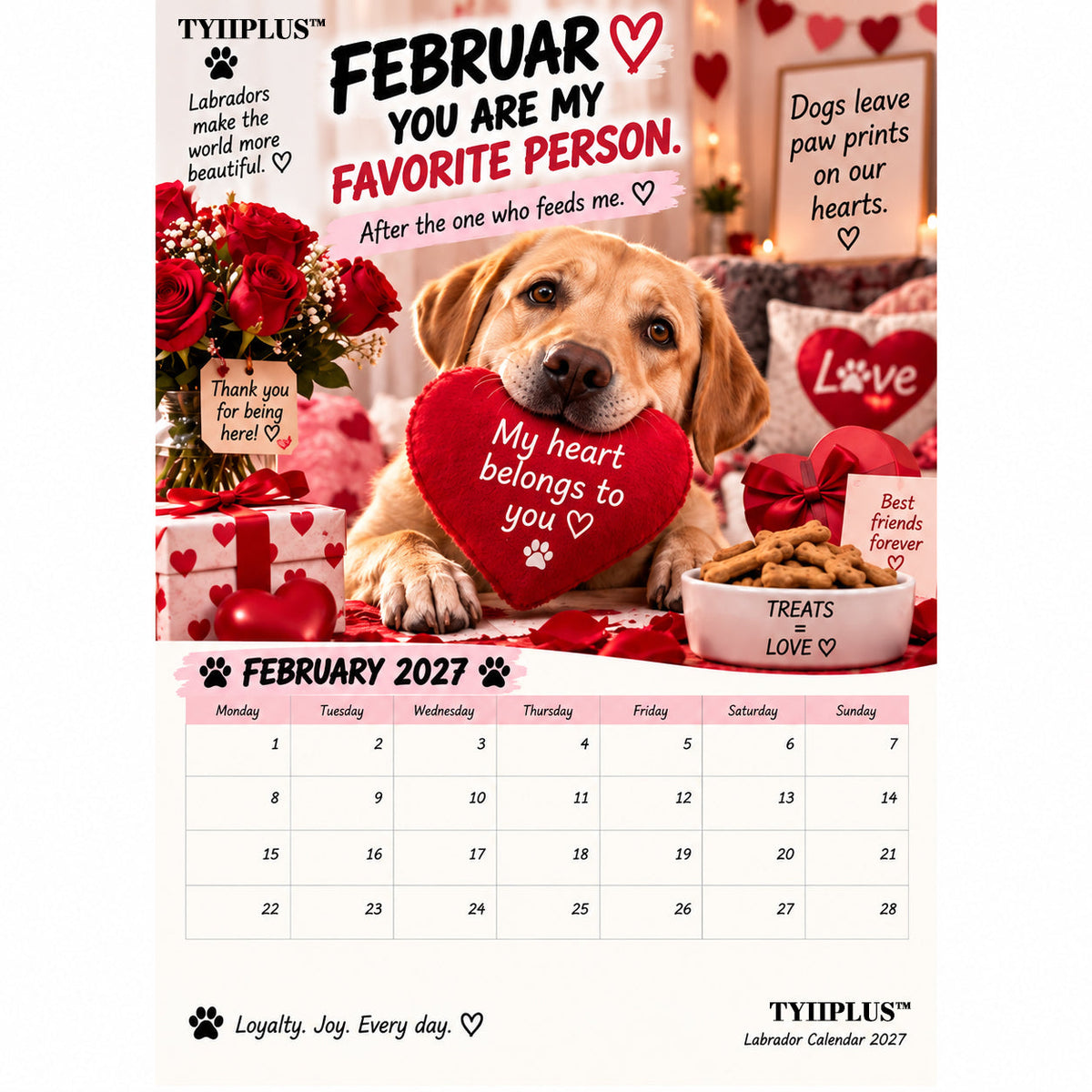 🎄 Christmas Sale – 50% OFF ✨ – Funny 12-Month Wall Calendar for Labrador Lovers & Dog Owners
