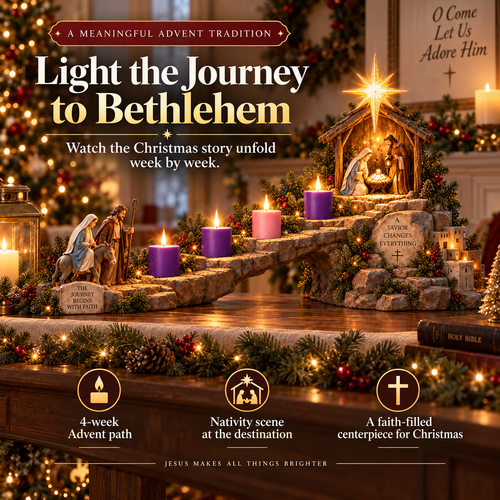 ✝️ Journey to Bethlehem – 4-Week Lighted Advent Nativity Path