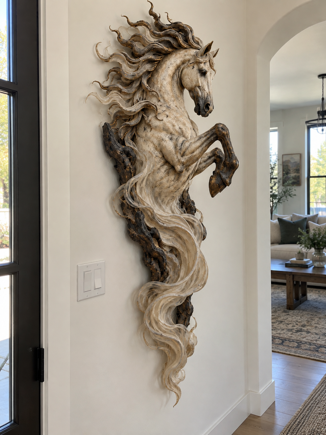 ✨ Celestial Flame™ Unicorn Wall Sculpture – Sculptural Beauty by Day, Warm Magic by Night