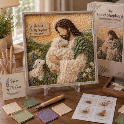 ✝️ 3D Christian Fabric Poke Art Kit – No-Sew Faith Craft & Meaningful Home Décor