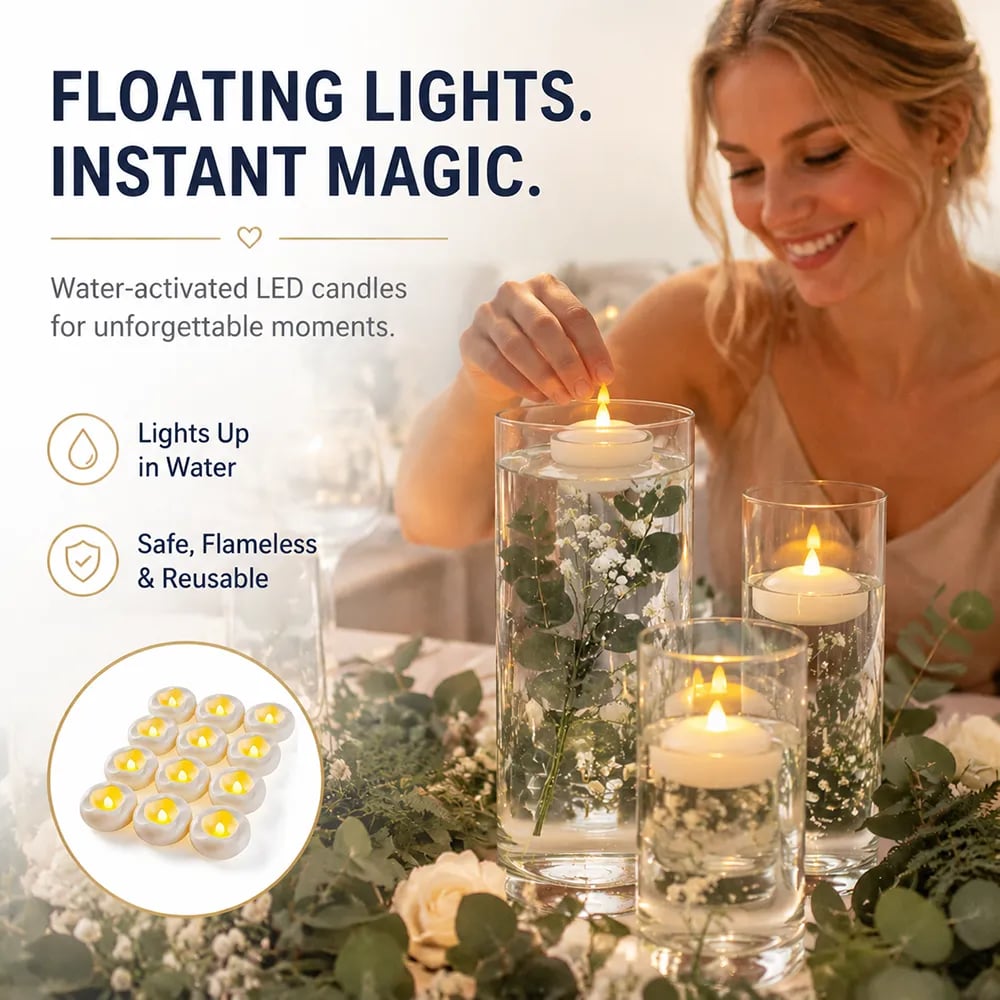 🎉🕯️Water-Activated Flameless Floating LED Candles – Romantic Waterproof Glow for Any Occasion
