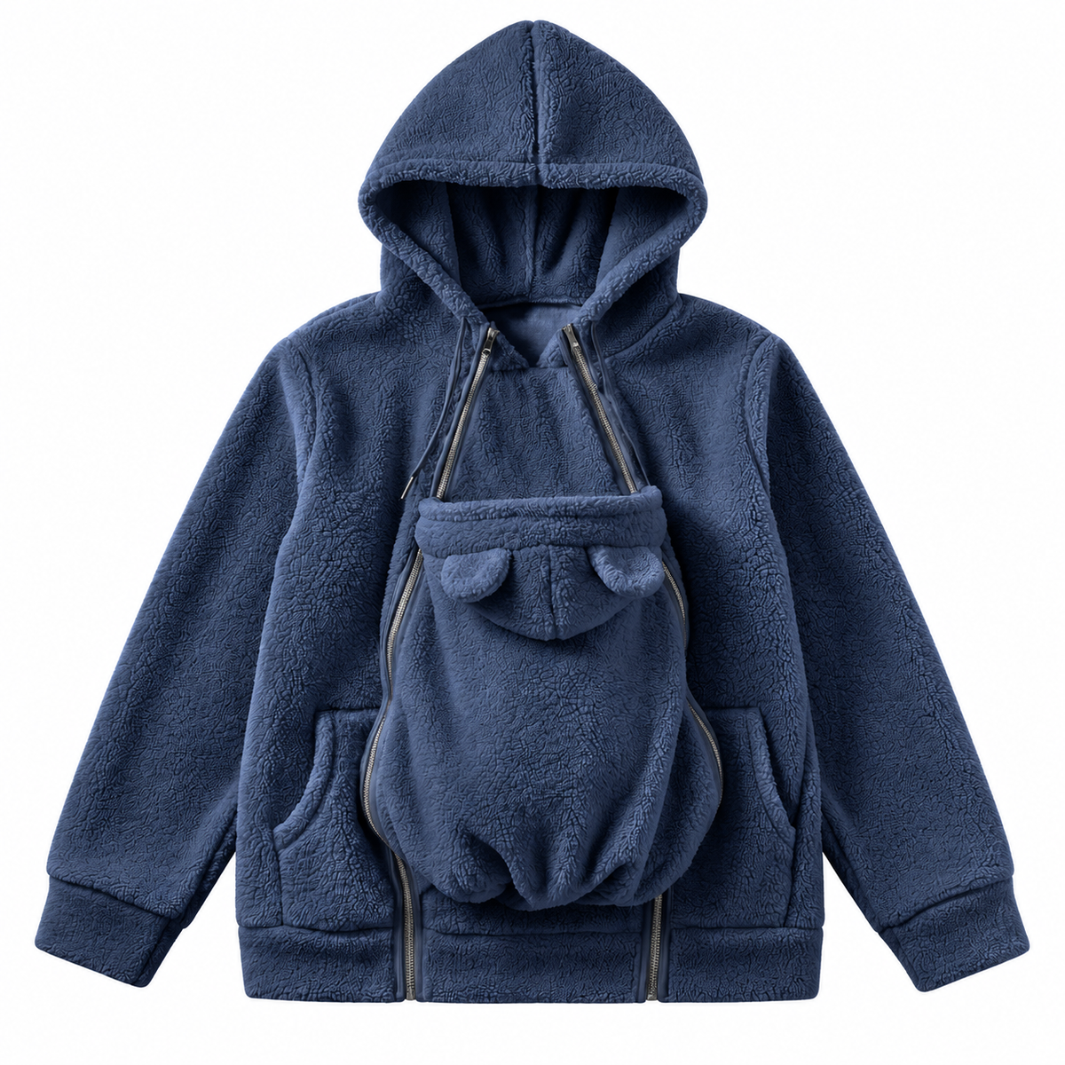 Women's fleece zipper 2-in-1 baby jacket