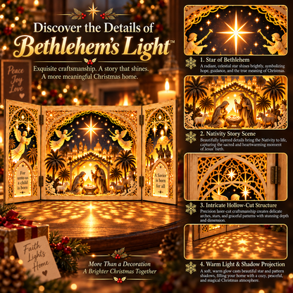 🎄✝️ Bethlehem's Light™ – 3D Lighted Nativity Storybook | Foldable Christmas Shadow Lamp ✨
