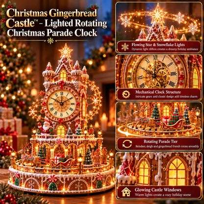 🎄Christmas Gingerbread Castle™ – Lighted Rotating Christmas Parade Clock