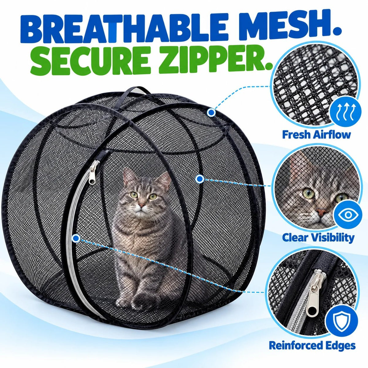🐱 Pop Up Cat Playpen | 32-Inch Breathable Mesh Enclosure for Indoor & Outdoor Use 🌿