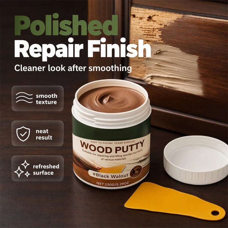 🚪Wood Repair Filler Putty – Fill Cracks, Chips & Worn Edges for a Smoother Finish