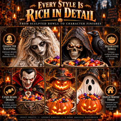 🎃Glowing Halloween Guardian Candy Bowl Collection™ – 5 Spooky Characters for Treats & Decor