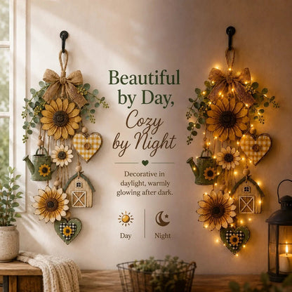 🥳2026 HOT SALE- 50% OFF🌻Rustic Wooden Garden-Themed Hanging Ornament with Remote Control Fairy Lights