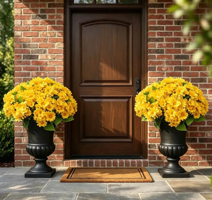 Artificial Sunset Mums – 5-Bundle UV-Resistant Outdoor Fall Flowers for Porch & Planters