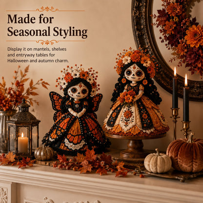 🎃 Day of the Dead Patchwork Doll DIY Sewing Kit – Handmade Fabric Doll Making Kit with Floral Details