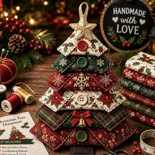 DIY Layered Fabric Tree Ornament Sewing Kit – Christmas, Halloween & Coastal Styles