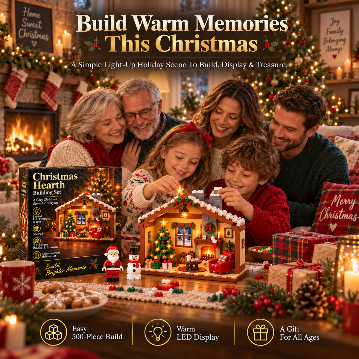 🎄 Christmas Hearth™ Lighted Building Set – Build, Glow & Treasure the Magic of Christmas