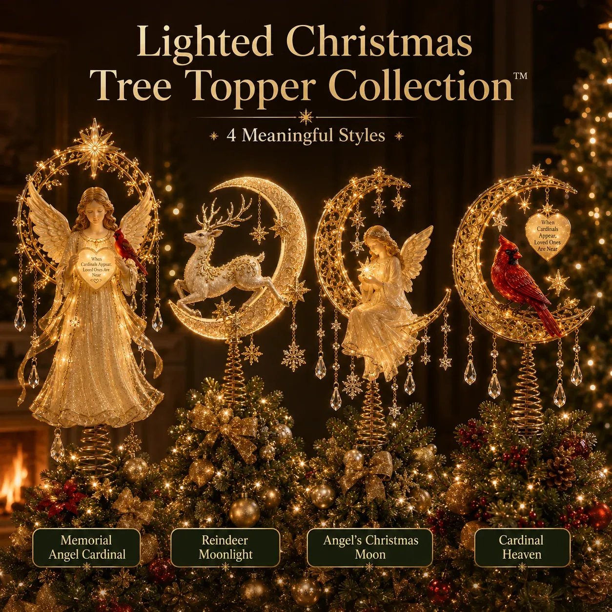 🔥Last Day 50% OFF – 🎄 Lighted Memorial Christmas Tree Topper Collection