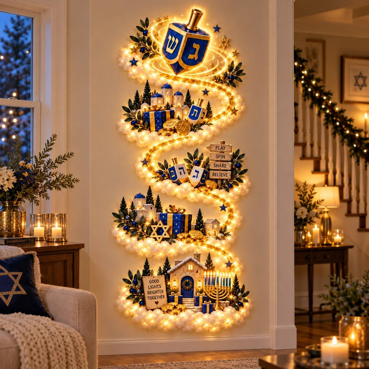 Dreidel Adventure Hanukkah wall decor