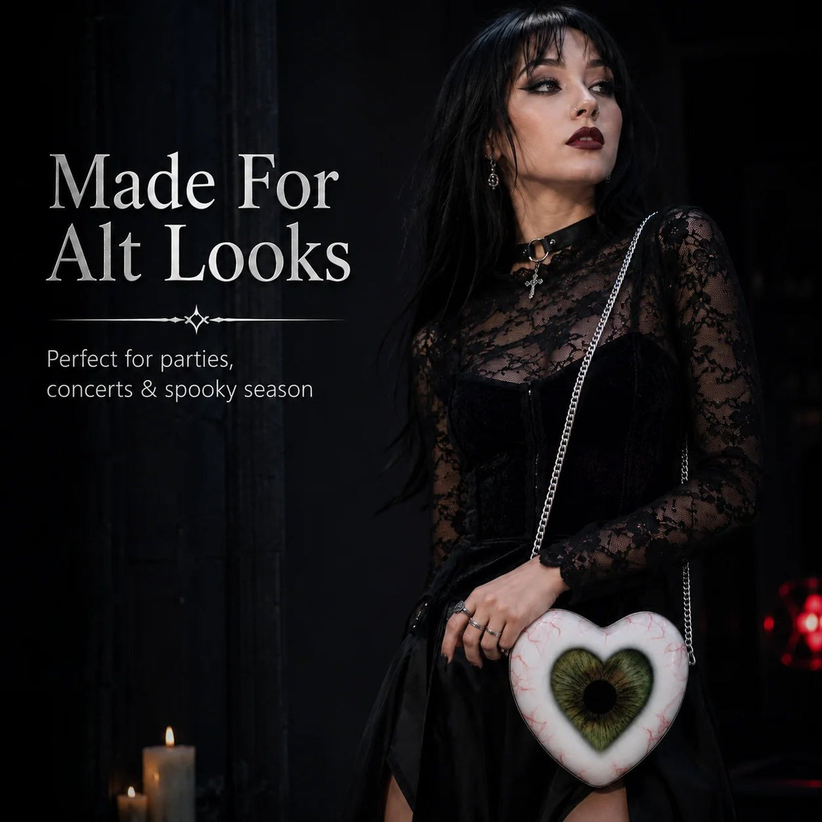 🔥Last Day 49% OFF – Gothic Heart Eye Crossbody Bag | Dark Statement Purse