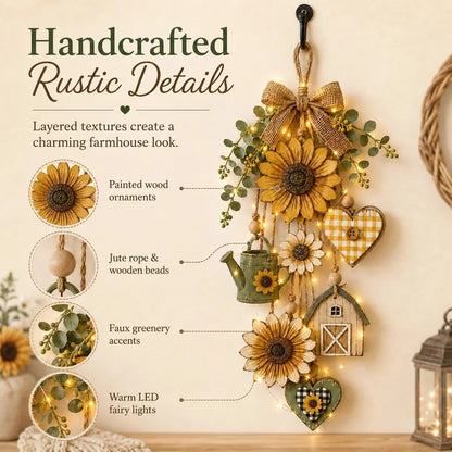 🥳2026 HOT SALE- 50% OFF🌻Rustic Wooden Garden-Themed Hanging Ornament with Remote Control Fairy Lights