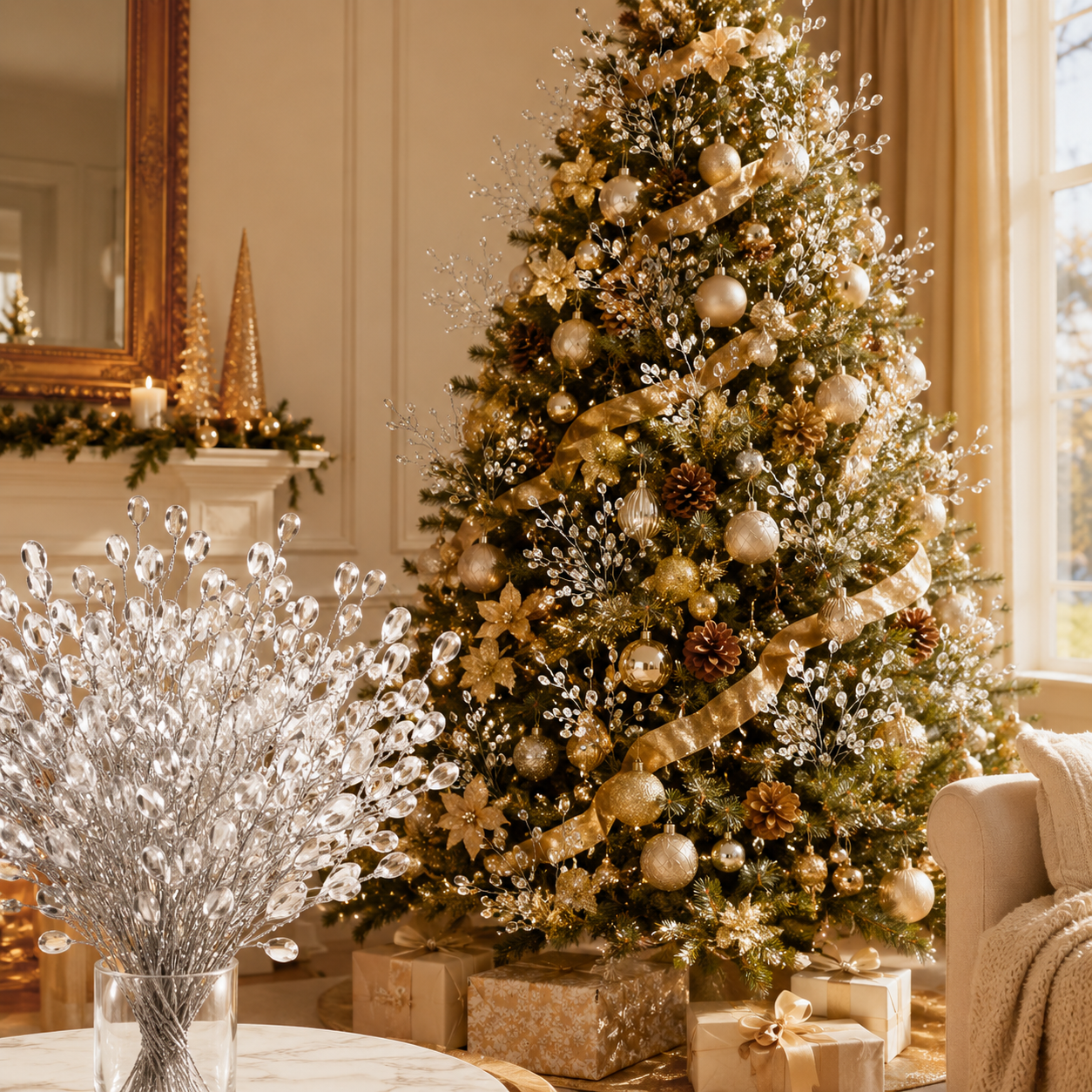 ✨ Crystal-Look Berry Sprays for Christmas Trees 🎄 – Flexible Holiday Picks for Wreaths, Vases & Garlands