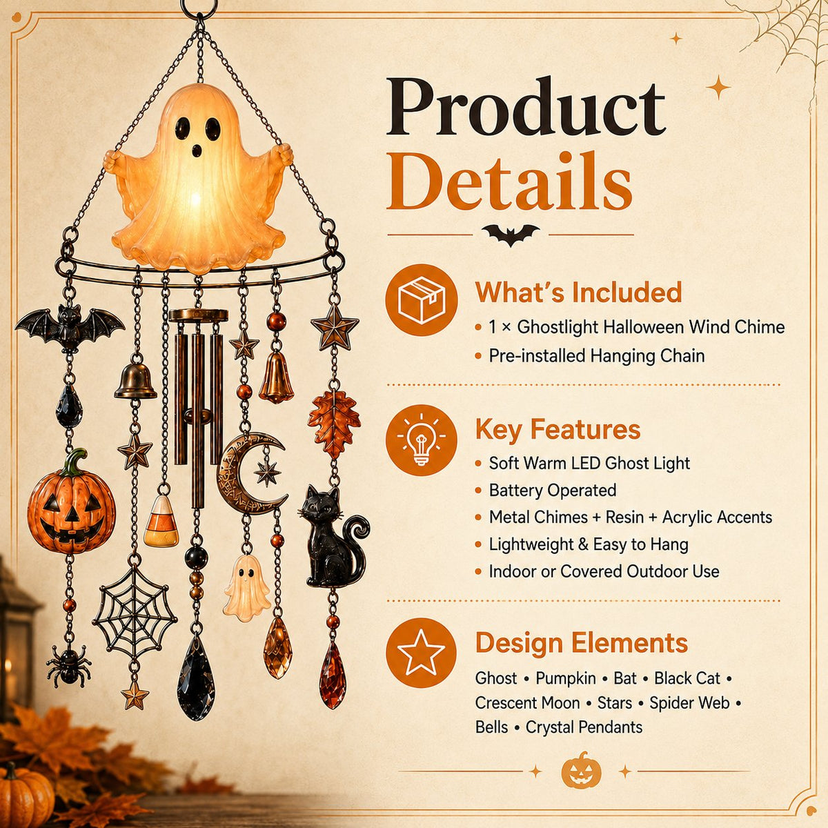 🔥 New Arrival Launch Sale - 49% OFF —👻 Haunted Glow Ghost Wind Chime