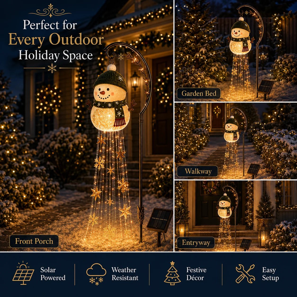 ☃️ Snowman Sparkle Cascade™ Solar Garden Light
