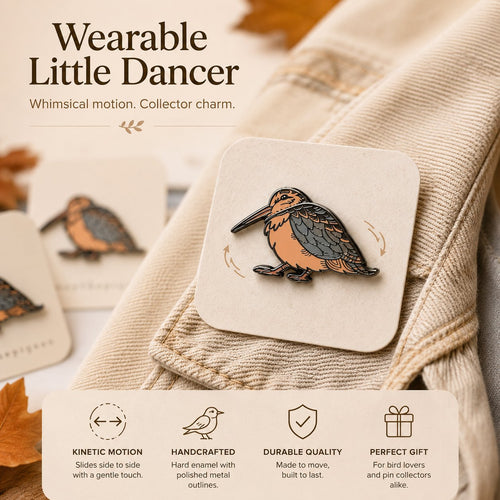⏳ Last Day 49% OFF – 🐦 Waddlin' Timberdoodle Kinetic Enamel Pin | Double-Layer Moving Woodcock Design with Hidden Sliding Track & Dual-Pin Lock ✨