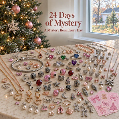 💗24-Day Jewelry Advent Calendar💍Mystery Charms, Jewelry & Accessories Christmas Gift Box🎄