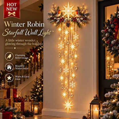 ✨ Christmas Robin Starfall Wall Light – Cozy Winter Holiday Decor 🎄