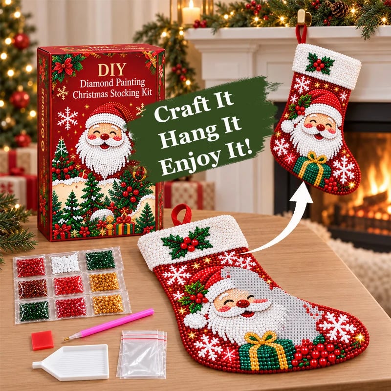🎄 DIY-Diamantmalerei-Weihnachtsstrumpf-Set | 6 festliche Designs
