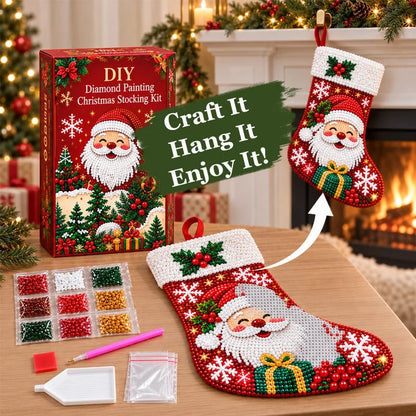 🎄 DIY-Diamantmalerei-Weihnachtsstrumpf-Set | 6 festliche Designs