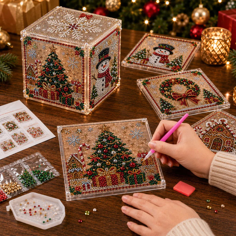 🔥Last day with huge discounts!3D Christmas Diamond Painting Gift Box DIY Kit