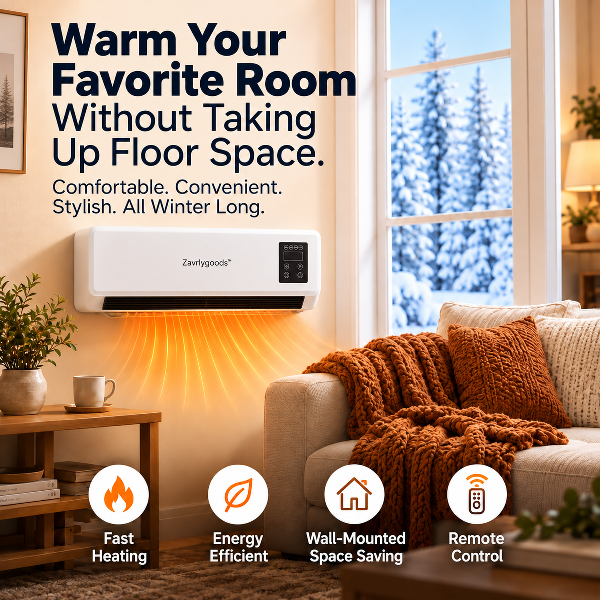 🌞🌞Mounted Space Heater with Thermostat and Remote Control