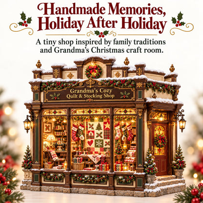 🎄✨ Grandma’s Cozy Quilt Shop– DIY Light-Up Christmas Miniature | Build Your Own Holiday Magic ❤️