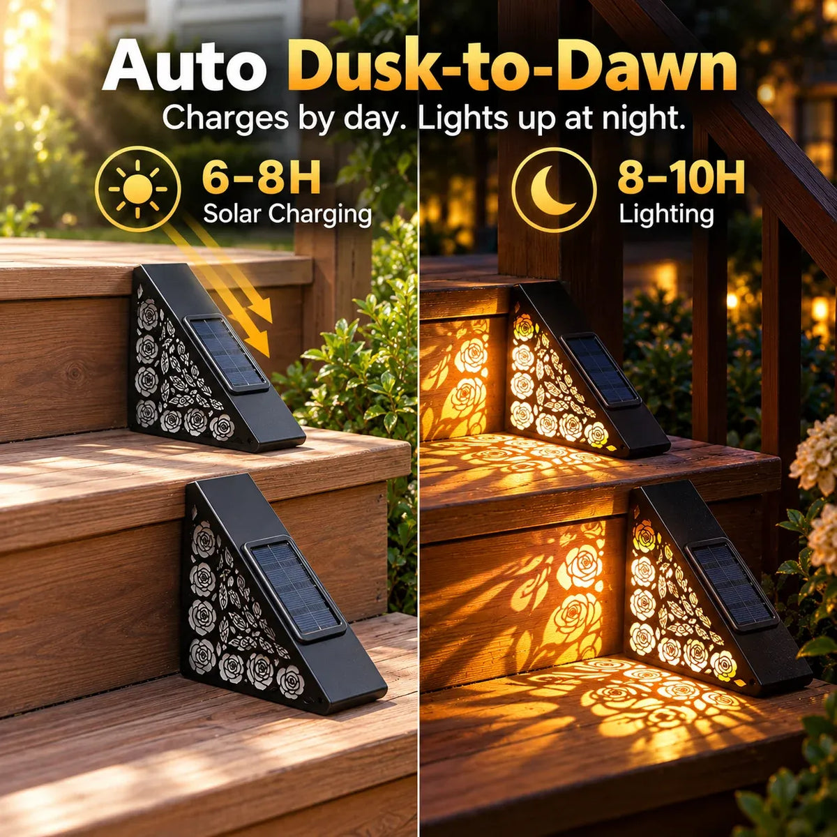 🔥Hot sales✨2-Pack Solar Step Lights | Dusk-to-Dawn Outdoor Lighting with IP65 Weather Resistance & No Wiring 🌙