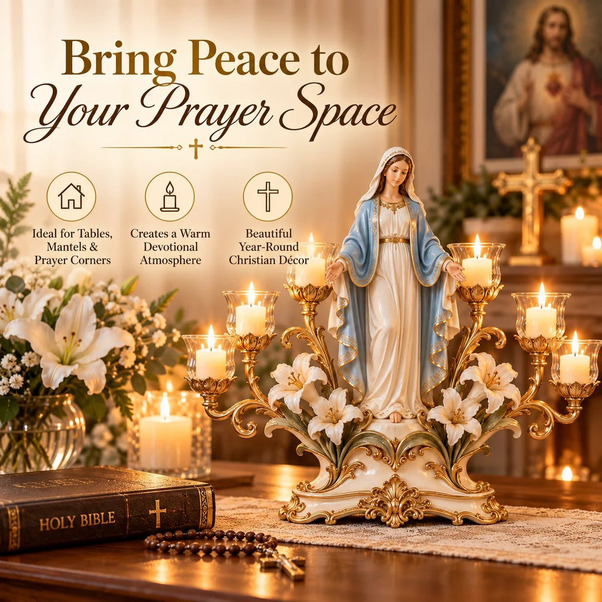 🎄 Christmas Hot Sale -✨🕯️ Light of His Presence — Sacred Christian Candleholder ✝️🤍