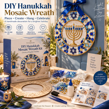 🔥Hot Sale - 50% OFF🔥🕎 DIY Hanukkah Mosaic Wreath Kit – 6 Festive Designs for Holiday Home Décor