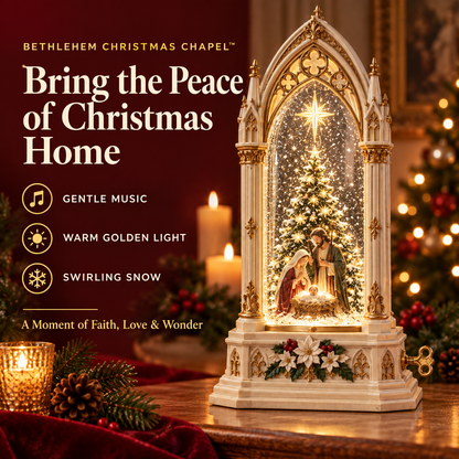 🎄 Christmas Hot Sale ✨ Bethlehem Christmas Chapel™ – Lighted Musical Snowfall Keepsake