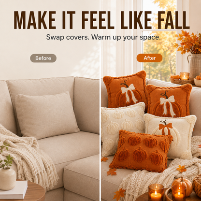 Jacquard Pumpkin Pillow Covers – 18x18 Inch