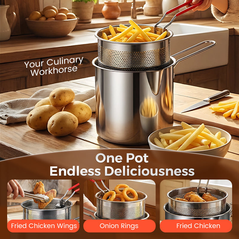 🎉Fry Crispy Food Instantly! No-Splash Oil-Saving Stainless Fryer