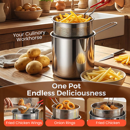 🎉Fry Crispy Food Instantly! No-Splash Oil-Saving Stainless Fryer