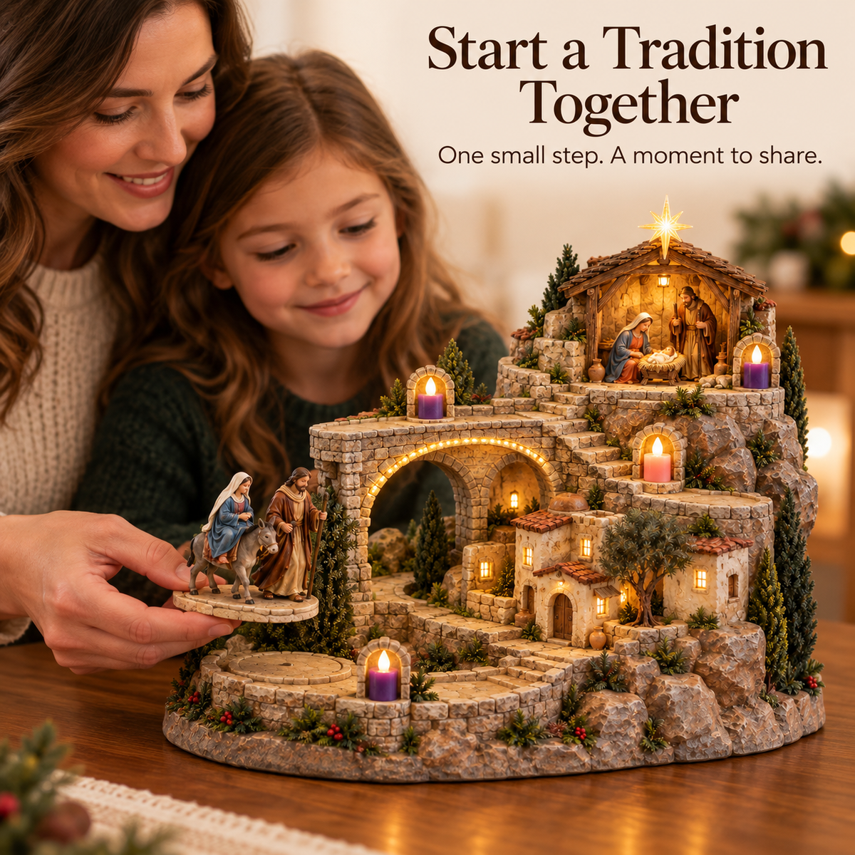 ✝️Follow the Star – 4-Week Lighted Advent Nativity Village
