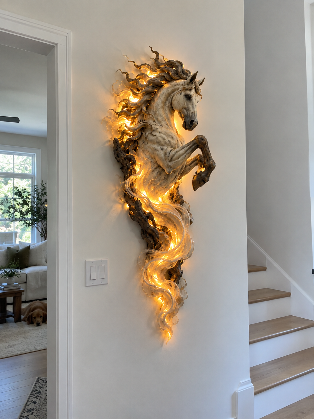 ✨ Celestial Flame™ Unicorn Wall Sculpture – Sculptural Beauty by Day, Warm Magic by Night