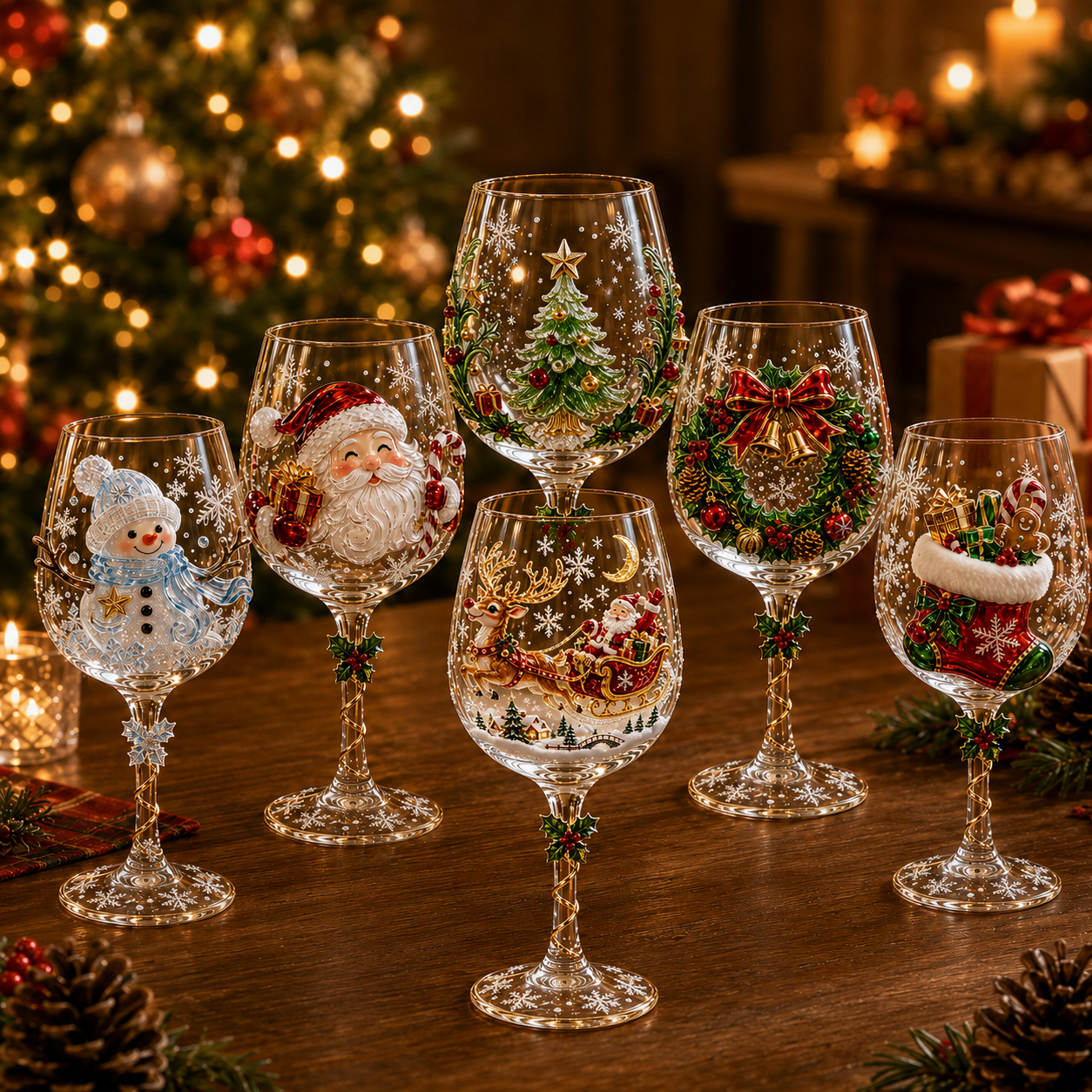⏳ Last Day 50% OFF🔥Christmas 3D Wine Glass Collection Gift Box Set✨