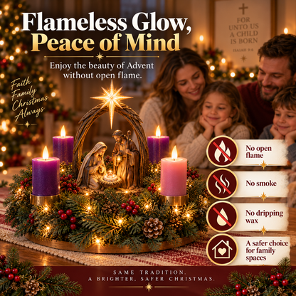 ✝️ Lighted Nativity Advent Wreath – A Sacred 4-Week Christmas Tradition
