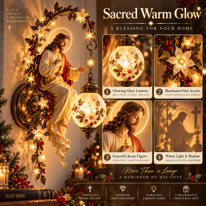 ✨ Sacred Light of Faith Wall Lamp – Jesus, Mary & Archangel Michael Christmas Collection