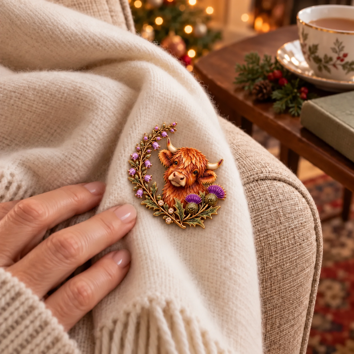 🐮Highland Spirit™ – Scottish Cow & Thistle Heritage Brooch