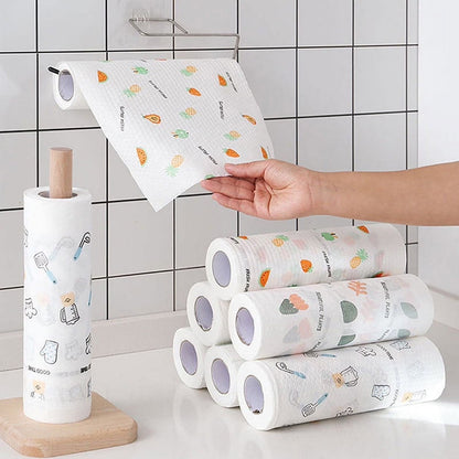 50-Piece Reusable Cleaning Cloth Roll – Washable Tear-Off Kitchen & Home Rags