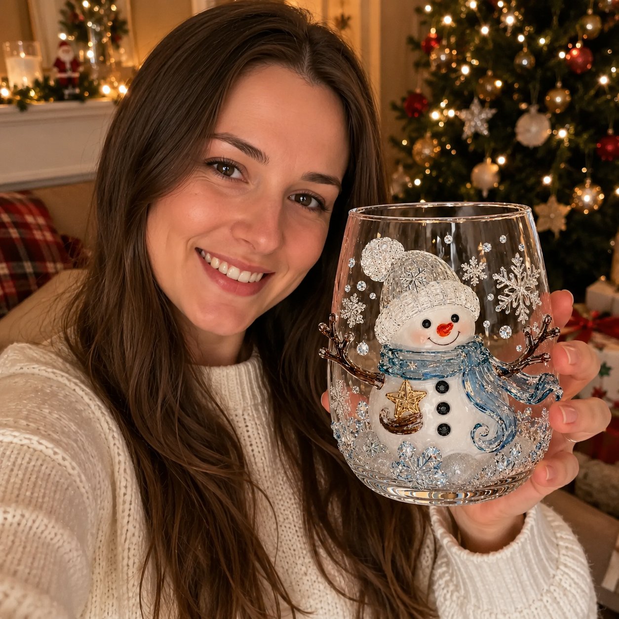 ✨🎅 LAST DAY 49% OFF –🎄 ✨ Magical Christmas 3D Glass Cup | Raised Festive Artwork, Sparkling Details & Holiday Gift Drinkware 🎅💎