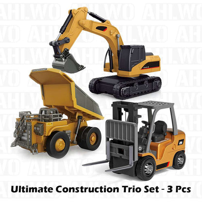 1/64 Mini RC Excavator, Dump Truck & Forklift Toy Set