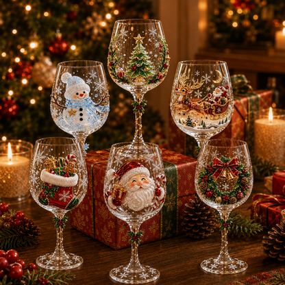 ⏳ Last Day 50% OFF🔥Christmas 3D Wine Glass Collection Gift Box Set✨