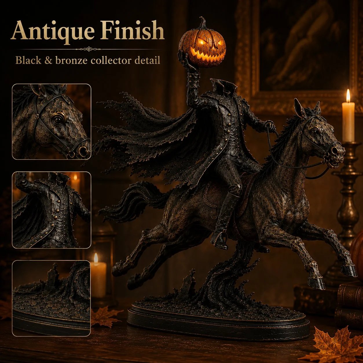 Midnight Chase Headless Horseman LED Statue - Halloween Decor