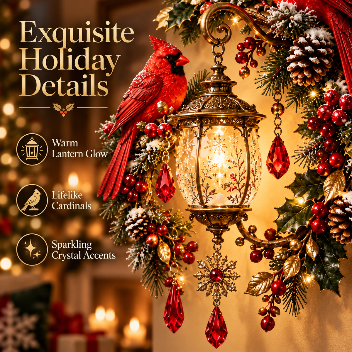 🎄 Christmas Hot Sale - 49% OFF🔥Cardinal Christmas Lantern Glow™ – Lighted Holiday Wall Decor